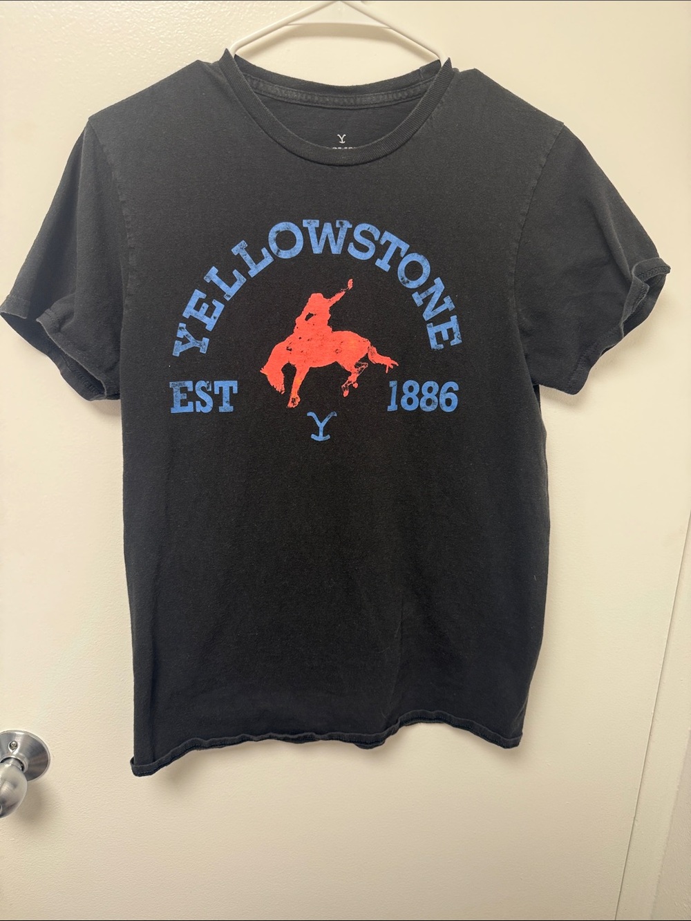 Yellowstone Graphic Short Sleeve Tee - Black with Red & Blue Print